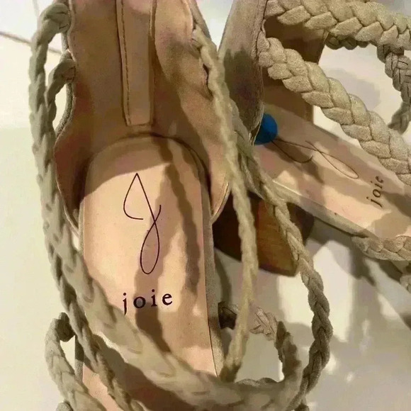 NWOB Joie Felina Block Heel Suede Like Cream Color Sandals- Size 7.5- NWT - Picture 3 of 8
